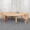 Flash Furniture 45 In. Round Plastic Height Adjustable Activity Table Set With 2 Chairs, Natural Color