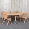 Flash Furniture 45 In. Round Plastic Height Adjustable Activity Table Set With 4 Chairs, Natural Color