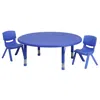 Flash Furniture 45'' Round Blue Plastic Height Adjustable Activity Table Set With 2 Chairs In Blue