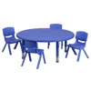 Flash Furniture 45'' Round Blue Plastic Height Adjustable Activity Table Set With 4 Chairs In Blue