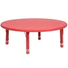 Flash Furniture 45'' Round Red Plastic Height Adjustable Activity Table In Red