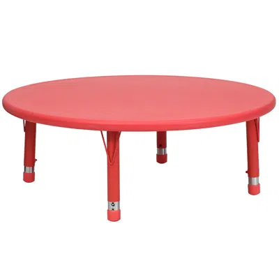 Flash Furniture 45'' Round Red Plastic Height Adjustable Activity Table