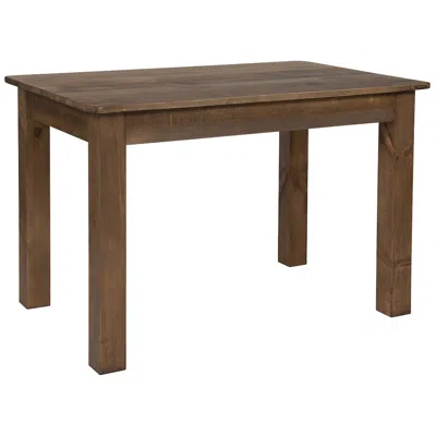 Flash Furniture 46" X 30" Rectangular Antique Rustic Solid Pine Farm Dining Table In Brown