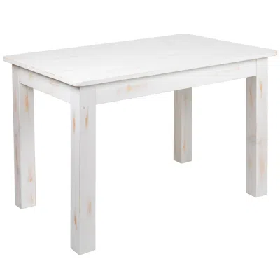 Flash Furniture 46" X 30" Rectangular Antique Rustic White Solid Pine Farm Dining Table