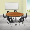 Flash Furniture 47.5 In. Mobile Circle Wave Flexible Laminate Activity Table Set With 12 In. Student Stack Chairs Oa