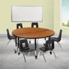 Flash Furniture 47.5 In. Mobile Circle Wave Flexible Laminate Activity Table Set With 12 In. Student Stack Chairs Oa