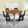 Flash Furniture 47.5 In. Mobile Circle Wave Flexible Laminate Activity Table Set With 18 In. Student Stack Chairs Oa