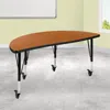 Flash Furniture 47.5 In. Mobile Half Circle Wave Flexible Collaborative Thermal Laminate Activity Table With Height 