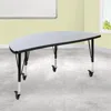 Flash Furniture 47.5 In. Mobile Half Circle Wave Flexible Collaborative Thermal Laminate Activity Table With Height 