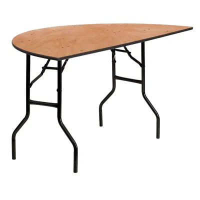 Flash Furniture 5-foot Half-round Wood Folding Banquet Table In Brown