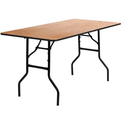 Flash Furniture 5-foot Rectangular Wood Folding Banquet Table With Clear Coated Finished Top In Black
