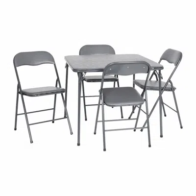 Flash Furniture 5 Piece Gray Folding Card Table And Chair Set