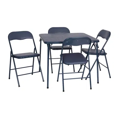 Flash Furniture 5 Piece Navy Folding Card Table And Chair Set In Blue