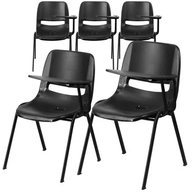 Flash Furniture 5 Pk. Black Ergonomic Shell Chair With Left Handed Flip-up Tablet Arm