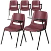 Flash Furniture 5 Pk. Burdy Ergonomic Shell Chair With Left Handed Flip-up Tablet Arm In Red