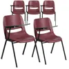 Flash Furniture 5 Pk. Burdy Ergonomic Shell Chair With Right Handed Flip-up Tablet Arm In Red