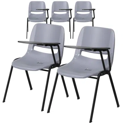 Flash Furniture 5 Pk. Gray Ergonomic Shell Chair With Left Handed Flip-up Tablet Arm