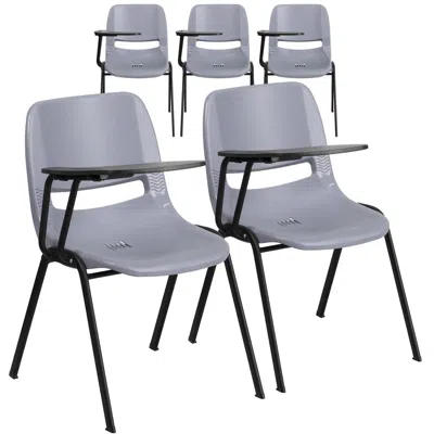 Flash Furniture 5 Pk. Gray Ergonomic Shell Chair With Right Handed Flip-up Tablet Arm