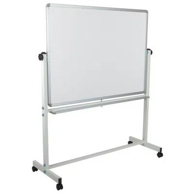 Flash Furniture 53"w X 62.5"h Double-sided Mobile White Board With Pen Tray
