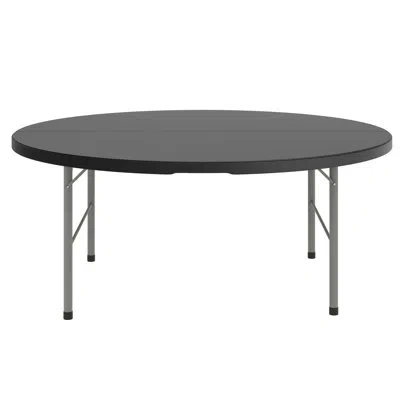Flash Furniture 5.89-foot Round Bi-fold Plastic Banquet Folding Table With Handle In Granite Black
