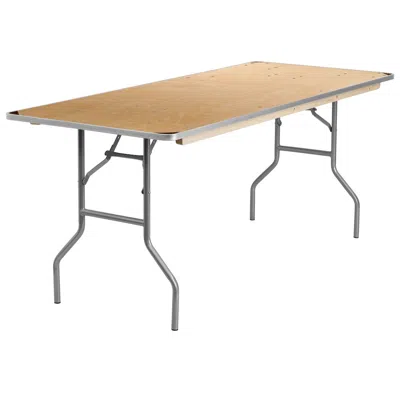 Flash Furniture 6-foot Heavy Duty Birchwood Folding Banquet Table In Brown