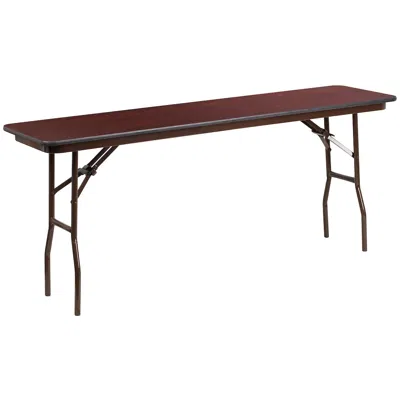 Flash Furniture 6-foot Mahogany Melamine Laminate Folding Training Table In Brown
