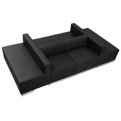 Flash Furniture 6 Pc Leathersoft Modular Reception Configuration W/taut Back &seat In Black