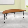 Flash Furniture 60 In. Mobile Half Circle Wave Flexible Collaborative Thermal Laminate Activity Table With Height Ad