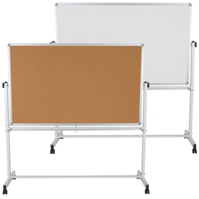 Flash Furniture 64.25"w X 64.75"h Reversible Mobile Board And White Board With Pen Tray
