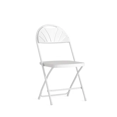 Flash Furniture 650 Lb. Capacity White Plastic Fan Back Folding Chair