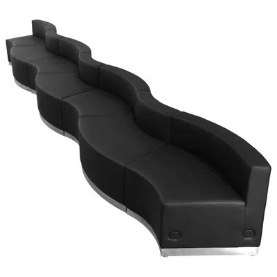 Flash Furniture 7 Pc Leathersoft Modular Reception Configuration W/taut Back &seat In Black