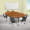 Flash Furniture 76 In. Mobile Oval Wave Flexible Laminate Activity Table Set With 12 In. Student Stack Chairs Oak &