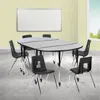 Flash Furniture 76 In. Mobile Oval Wave Flexible Laminate Activity Table Set With 18 In. Student Stack Chairs Grey &