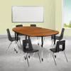 Flash Furniture 76 In. Mobile Oval Wave Flexible Laminate Activity Table Set With 18 In. Student Stack Chairs Oak &