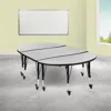 Flash Furniture 76 In. Mobile Oval Wave Flexible Thermal Laminate Activity Table Set With Height Adjustable Short Le