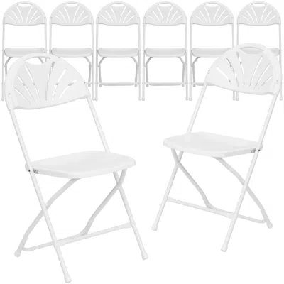 Flash Furniture 8 Pk. Hercules Series 800 Lb. Capacity White Plastic Fan Back Folding Chair