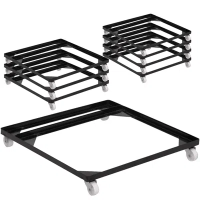 Flash Furniture 8 Pk. Hercules Series Steel Stack Chair And Church Chair Dolly In Black
