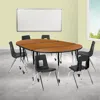 Flash Furniture 86 In. Mobile Oval Wave Flexible Laminate Activity Table Set With 18 In. Student Stack Chairs Oak &