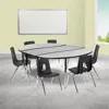 Flash Furniture 86 In. Oval Wave Flexible Laminate Activity Table Set With 16 In. Student Stack Chairs Grey & Black