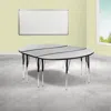 Flash Furniture 86 In. Mobile Oval Wave Flexible Thermal Laminate Activity Table Set With Height Adjustable Short Le