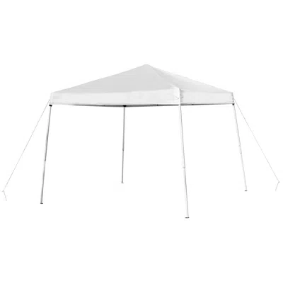 Flash Furniture 8'x8' White Outdoor Pop Up Event Slanted Leg Canopy Tent With Carry Bag