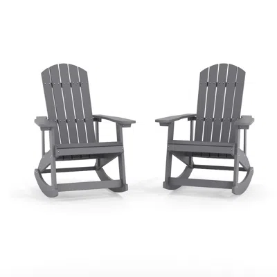 Flash Furniture Adirondack Rocking Chair In Gray - Set Of 2