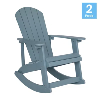 Flash Furniture Adirondack Rocking Chair In Sea Foam - Set Of 2 In Blue