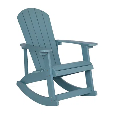 Flash Furniture Adirondack Rocking Chair In Sea Foam In Blue