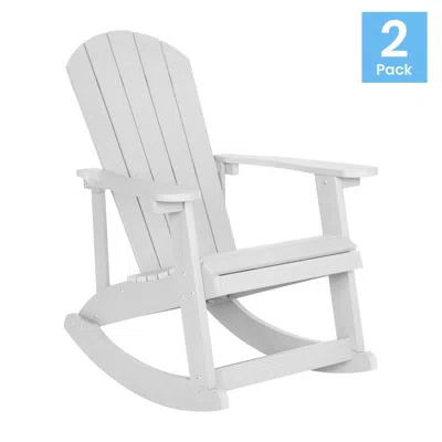 Flash Furniture Adirondack Rocking Chair In White - Set Of 2