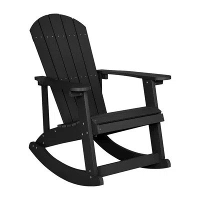 Flash Furniture Adirondack Rocking Chair With Rust Resistant Stainless Steel Hardware In Black
