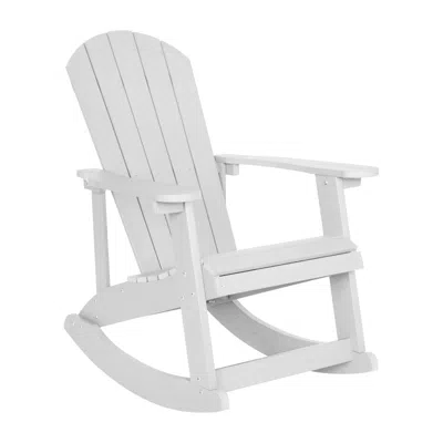 Flash Furniture Adirondack Rocking Chair With Rust Resistant Stainless Steel Hardware In White