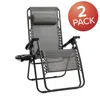 Flash Furniture Adjustable Folding Mesh Zero Gravity Reclining Lounge Chair In Gray, Set Of 2 In Gray