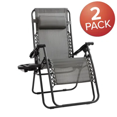 Flash Furniture Adjustable Folding Mesh Zero Gravity Reclining Lounge Chair In Gray, Set Of 2