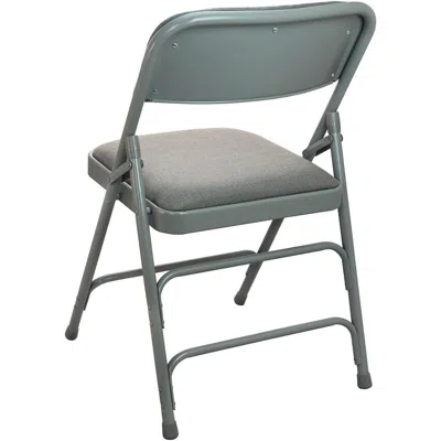 Flash Furniture Advantage Grey Padded Metal Folding Chair - Grey 1-in Fabric Seat In Green